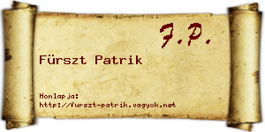 Fürszt Patrik névjegykártya