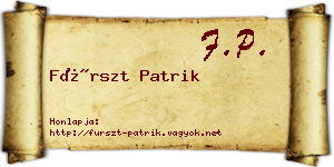 Fürszt Patrik névjegykártya